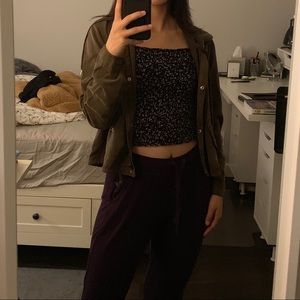 brown leathery jacket